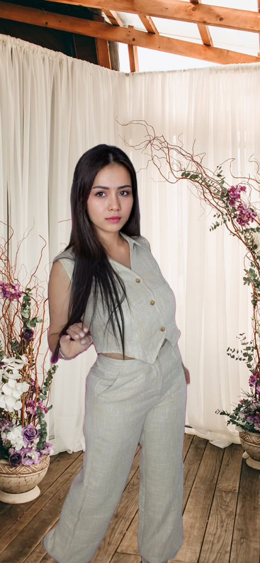 Serene Linen Vest Set