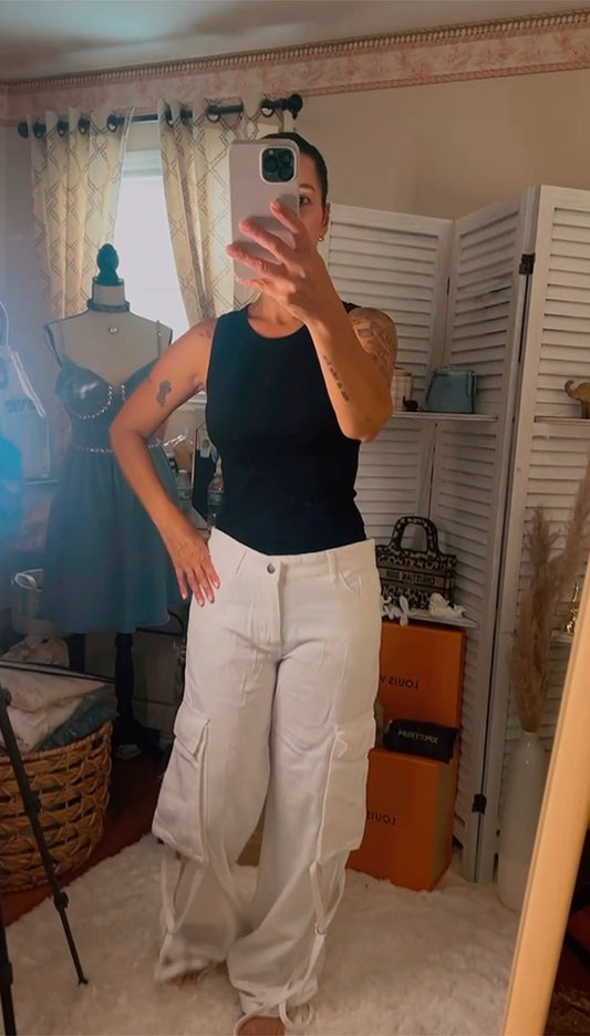 White Cargo Jeans