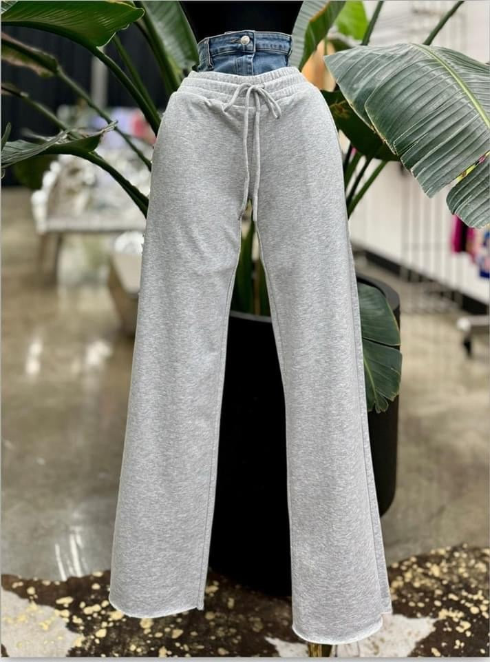 Highwaited Gray Sweatpants With Highrise Denim Waist